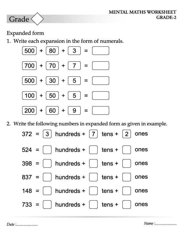 2nd Grade Math Expanded Form Printable Worksheets Printable Forms 