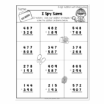 2nd Grade Math Worksheets 3 Digit Addition With Regrouping I Spy