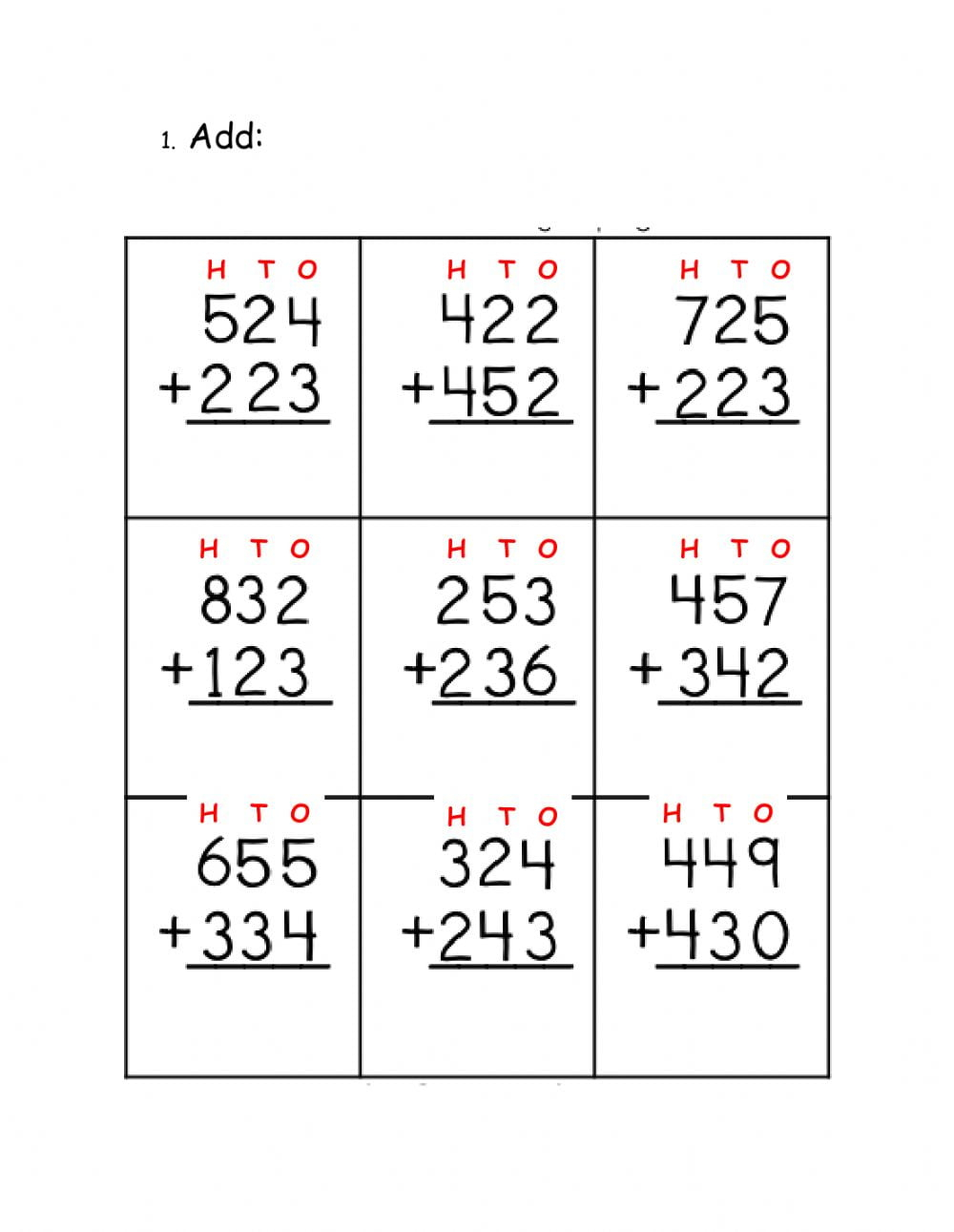 3 Digit Addition No Regrouping Worksheets WorksheetsCity