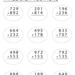 3 Digit Addition Worksheets With Answer Key