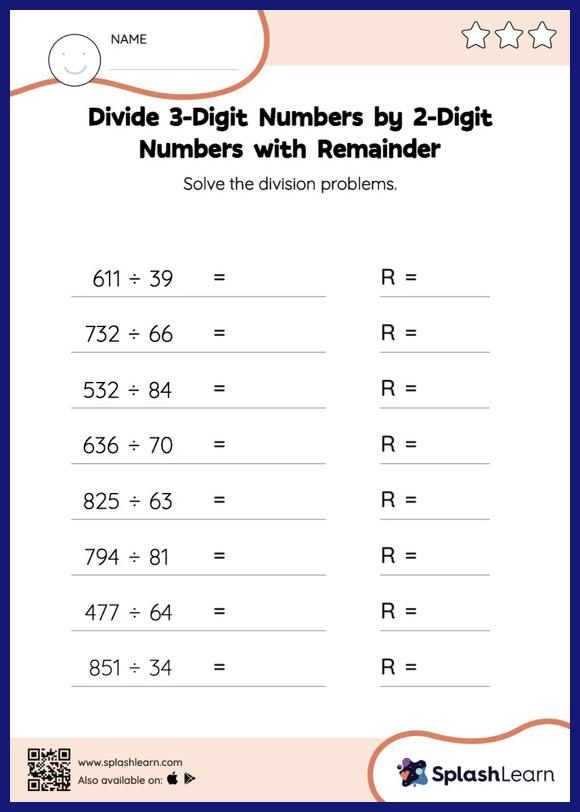 3 Digit By 2 Digit Division Worksheets