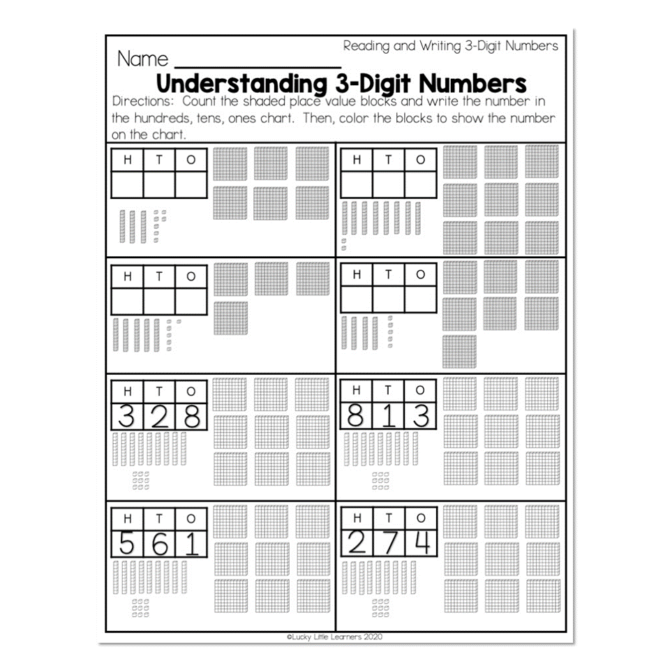 3 Digit Place Value Worksheets