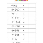 3 Free Printable Adding And Subtracting Negative Numbers