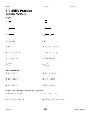 4 4 pdf NAME DATE PERIOD 4 4 Skills Practice Complex Numbers Simplify