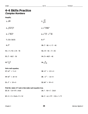 4 4 Practice Complex Numbers Answer Key Fill Online Printable 