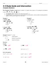 4 4 SGA From DCL L4 4 Study Guide Answers Complex Numbers pdf NAME
