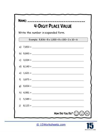4 Digit Place Value Worksheets 15 Worksheets