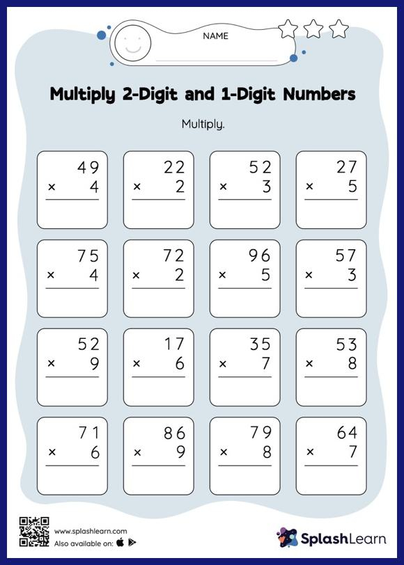 4th Grade Math Multiply 2 Digit By 1 Digit Numbers Worksheets Free