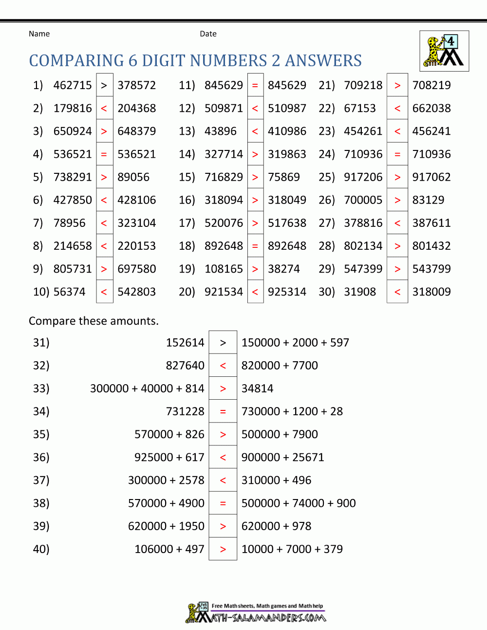 4th Grade Place Value Worksheets
