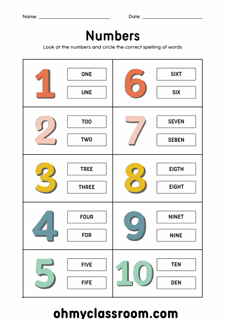 50 Free Printable Number Worksheets 1 10 OhMyClassroom
