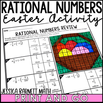 7th Grade Math Easter Activity Rational Numbers Coloring Worksheet