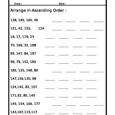 A2Zworksheets Worksheets Of Ascending Order Numbers Maths Mental Maths 