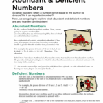 Abundant Deficient Numbers Worksheet