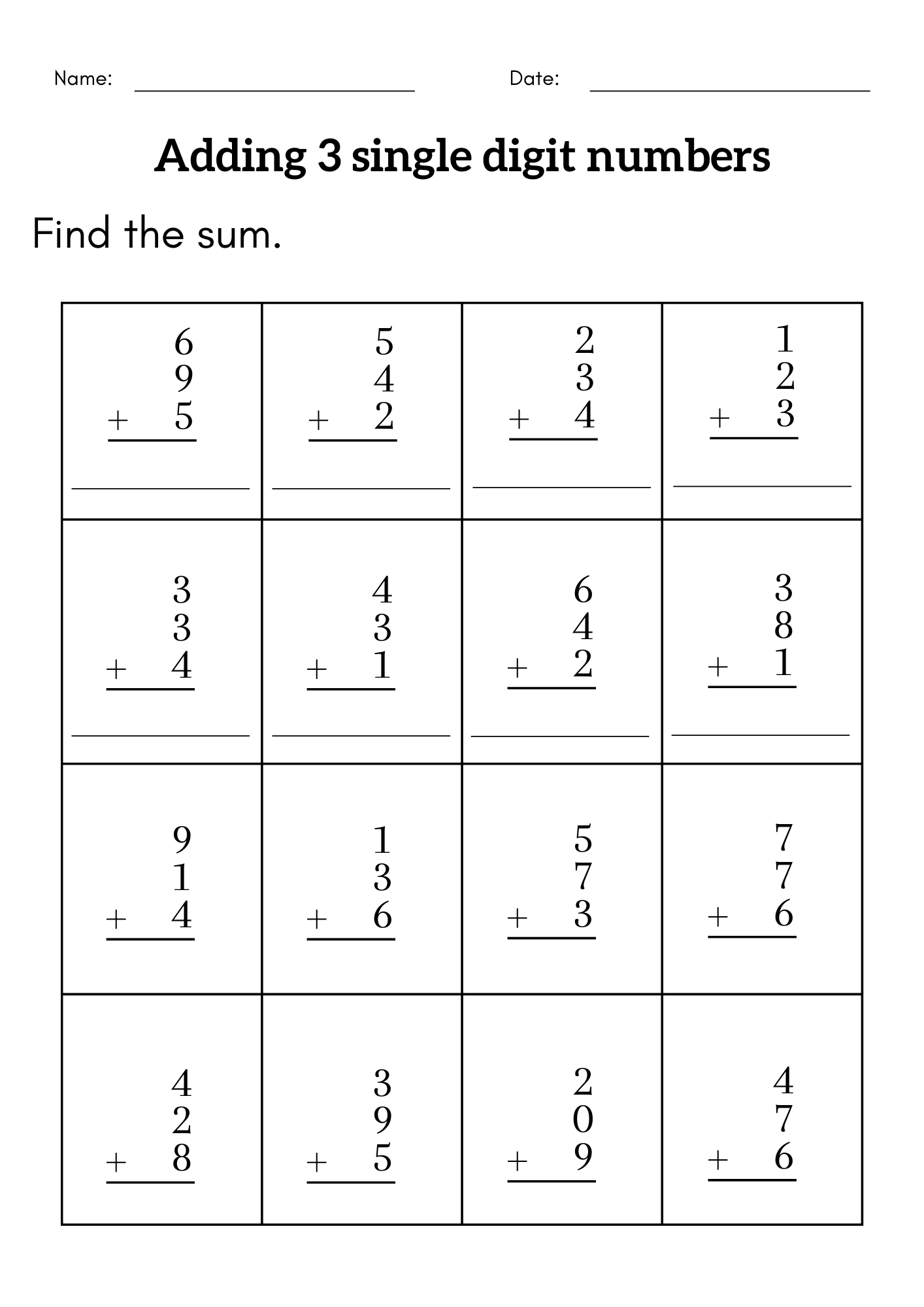 Adding 3 Single Digit Numbers Worksheet 3rd Grade 3 Digit Addition Adding 3 Single Digit Numbers Worksheet 3rd Grade 3 Digit Addition