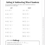 Adding And Subtracting Mixed Numbers With Regrouping Worksheet
