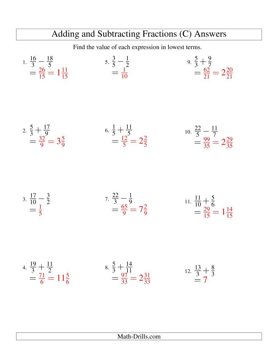 Adding And Subtracting Positive And Negative Fractions Works