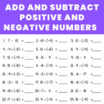 Adding And Subtracting Positive And Negative Numbers Worksheets TPT