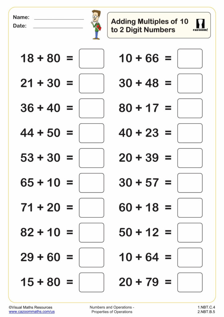 Adding Mulitples Of 10 To A 2 Digit Number 20 Questions PDF 