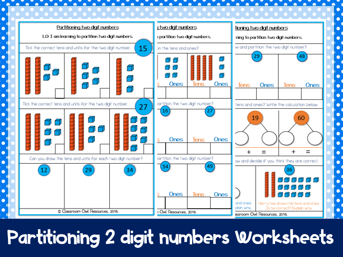 Adding Pairs Of 2 Digit Numbers By Partitioning Worksheets Partition Images