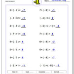 Adding Positive And Negative Numbers Worksheets