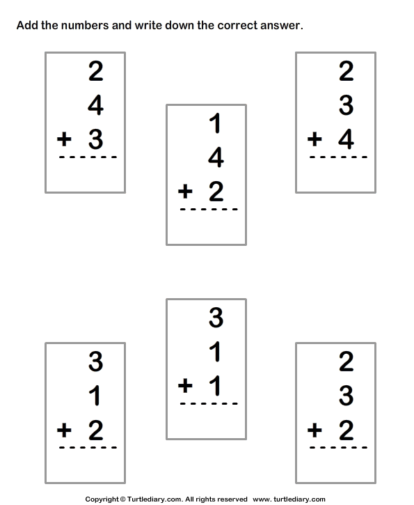 Adding Three Numbers First Grade