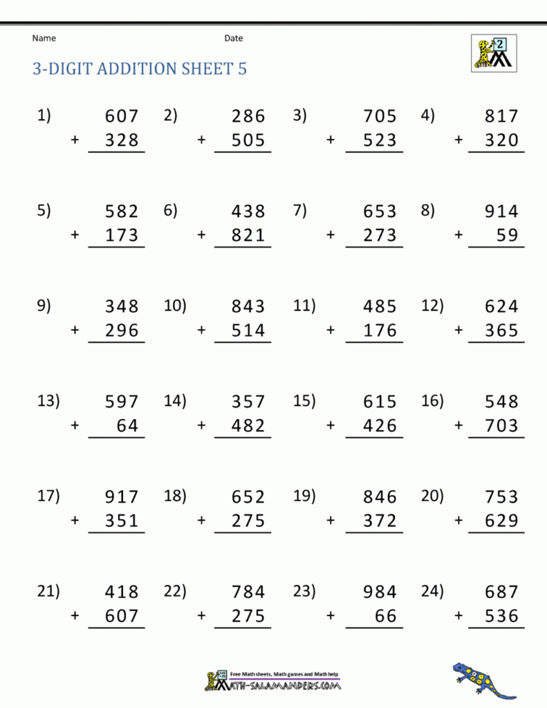 Adding Three Numbers Worksheet Pro Worksheet