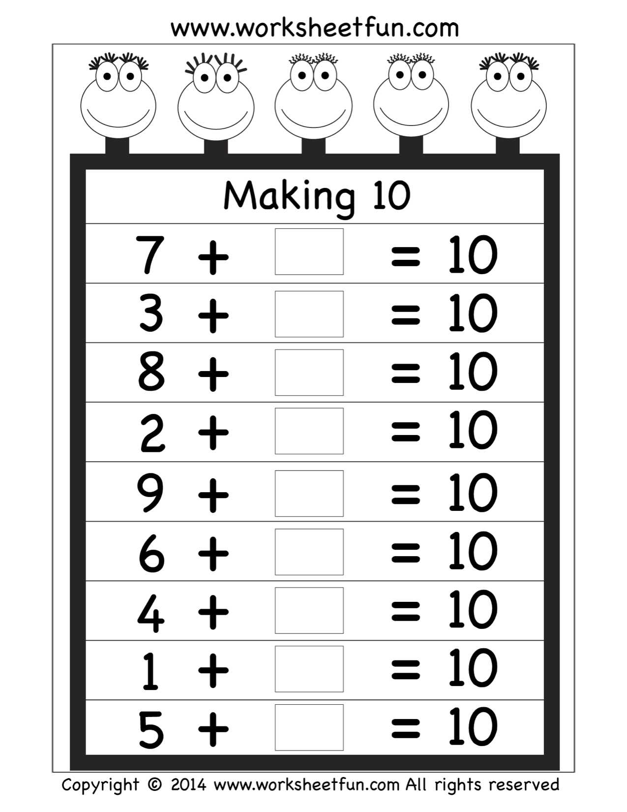 Adding To 10 Worksheets For Kindergarten