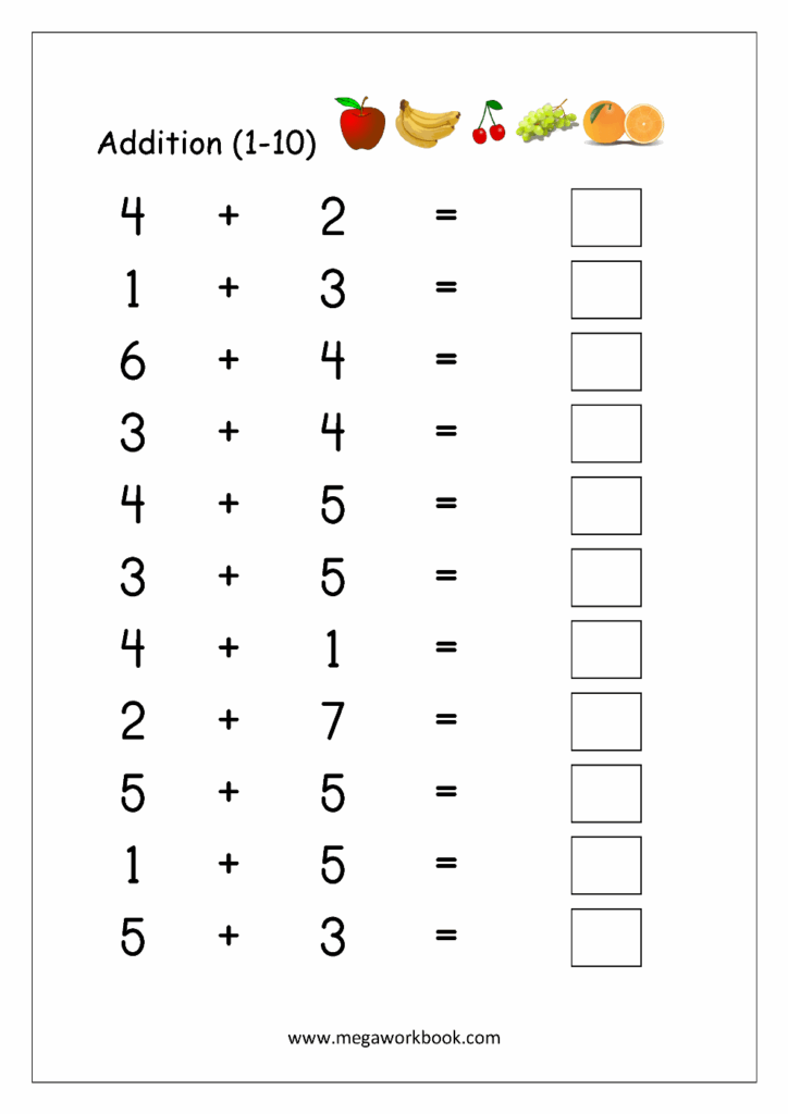 Addition 1 To 10 Worksheets