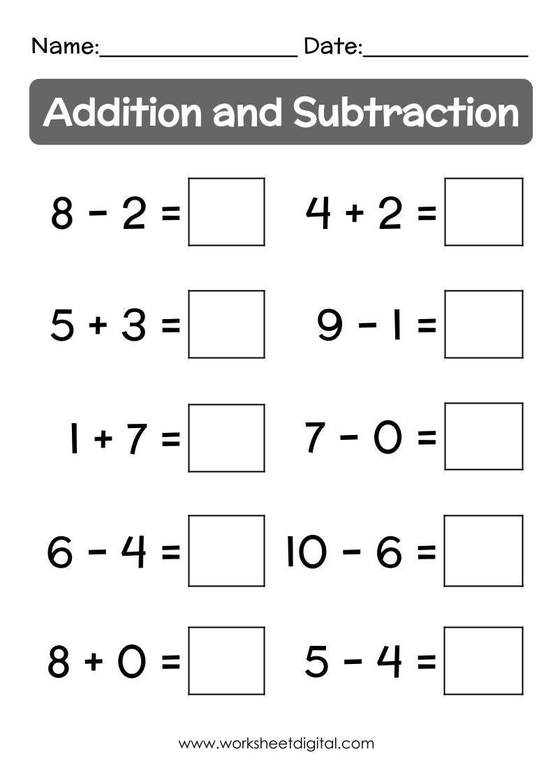 Addition And Subtraction Worksheets For Grade 1