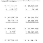 Addition And Subtraction Worksheets With Answer Key