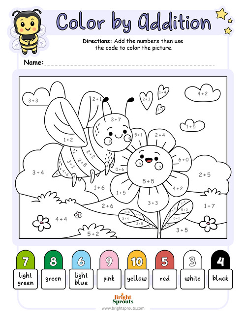 Addition Color By Number Worksheets For Fun Math Practice