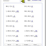 Addition Of Signed Numbers Worksheet