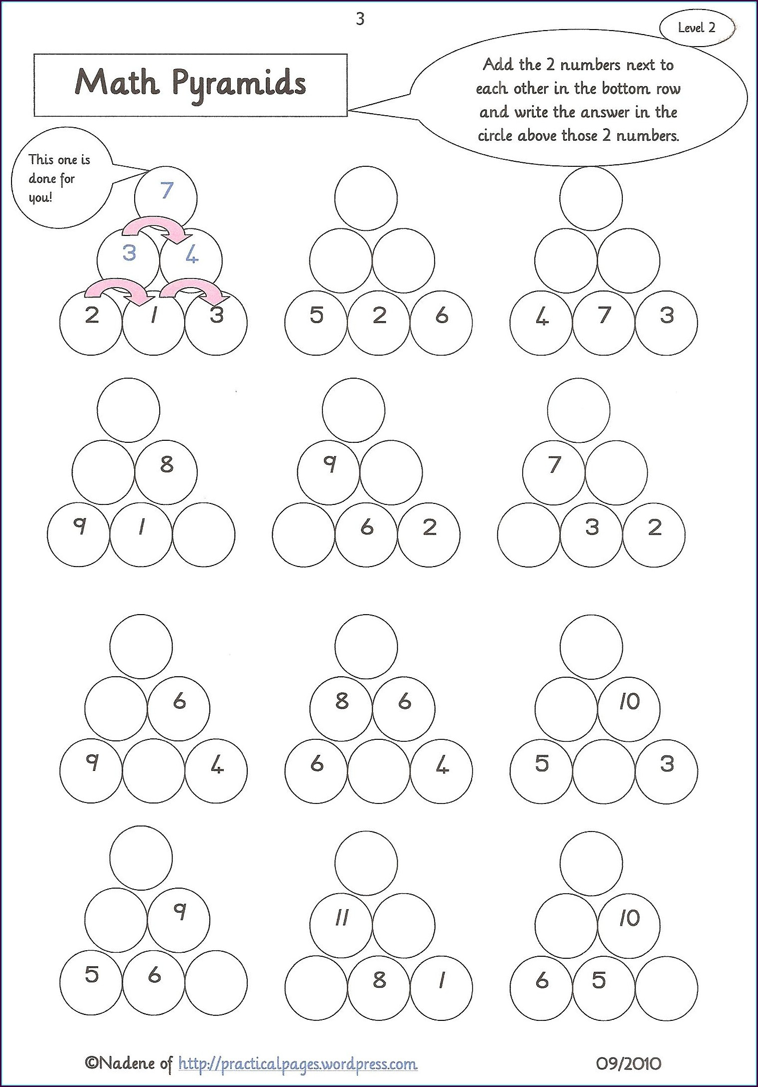 Addition Pyramids With Negative Numbers