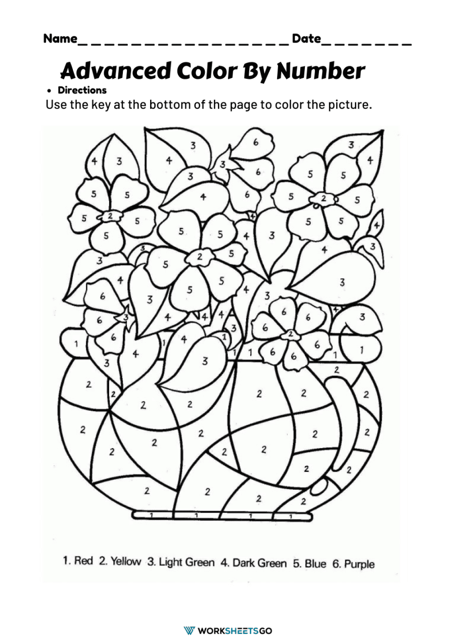 Advanced Color By Number Worksheets WorksheetsGO
