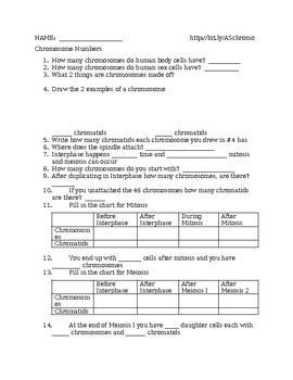 Amoeba Sisters Heredity Chromosome Number Video Worksheet TPT