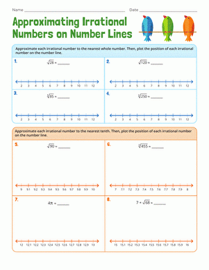 Approximating Irrational Numbers On Number Lines Worksheet 