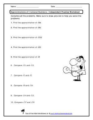 Approximations Of Irrational Numbers Independent Practice Worksheet 