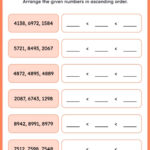 Arrange 4 digit Numbers In Ascending Order Worksheet