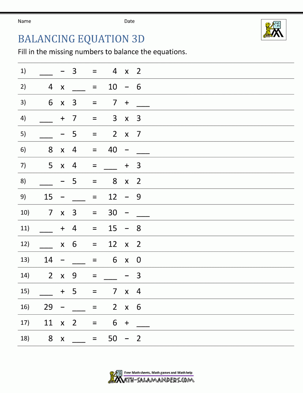 Balancing Math Equations