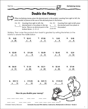 Batter Up Multiplying Decimals By Whole Numbers Money 