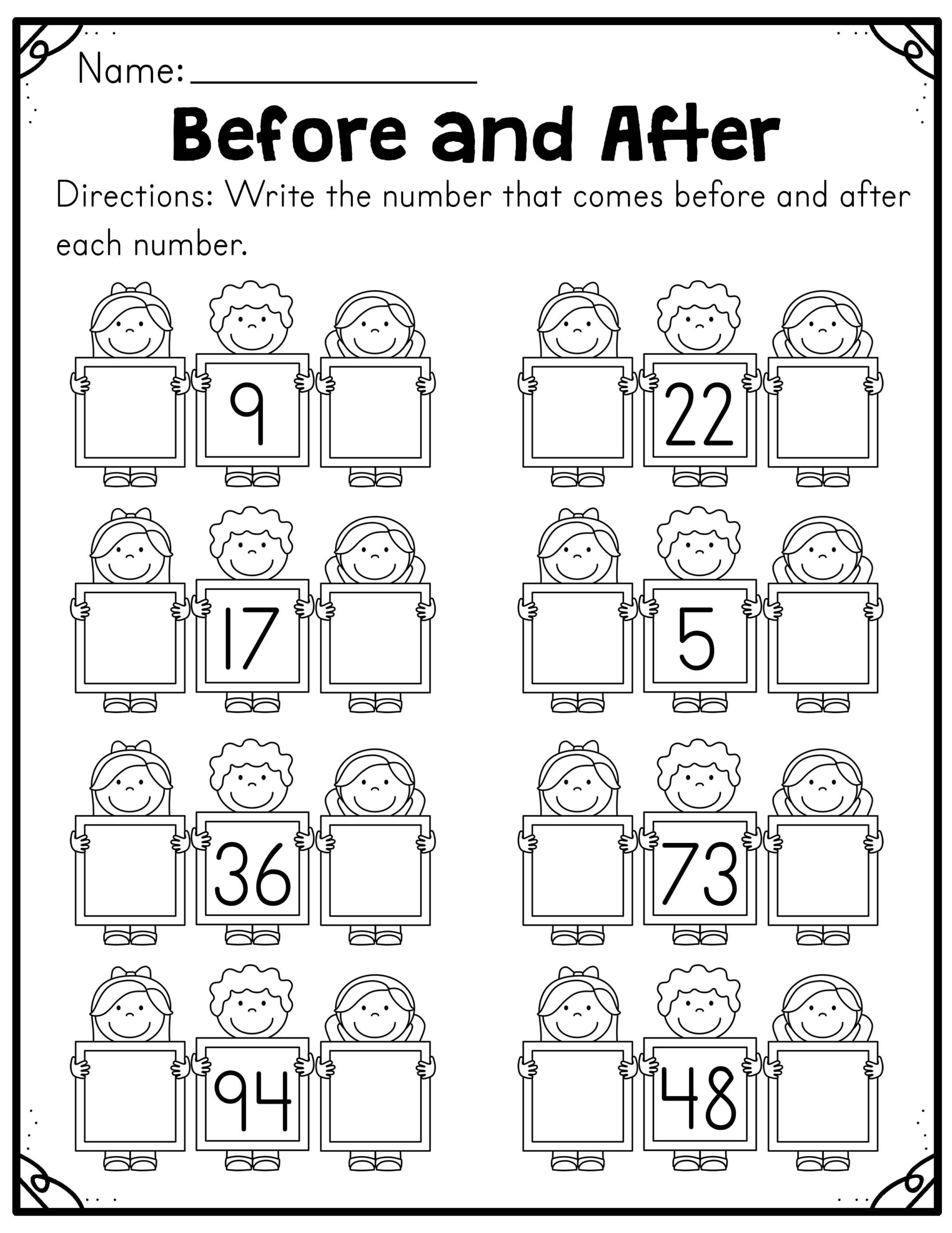 Before And After And Comparing Numbers Worksheets Made By Teachers 