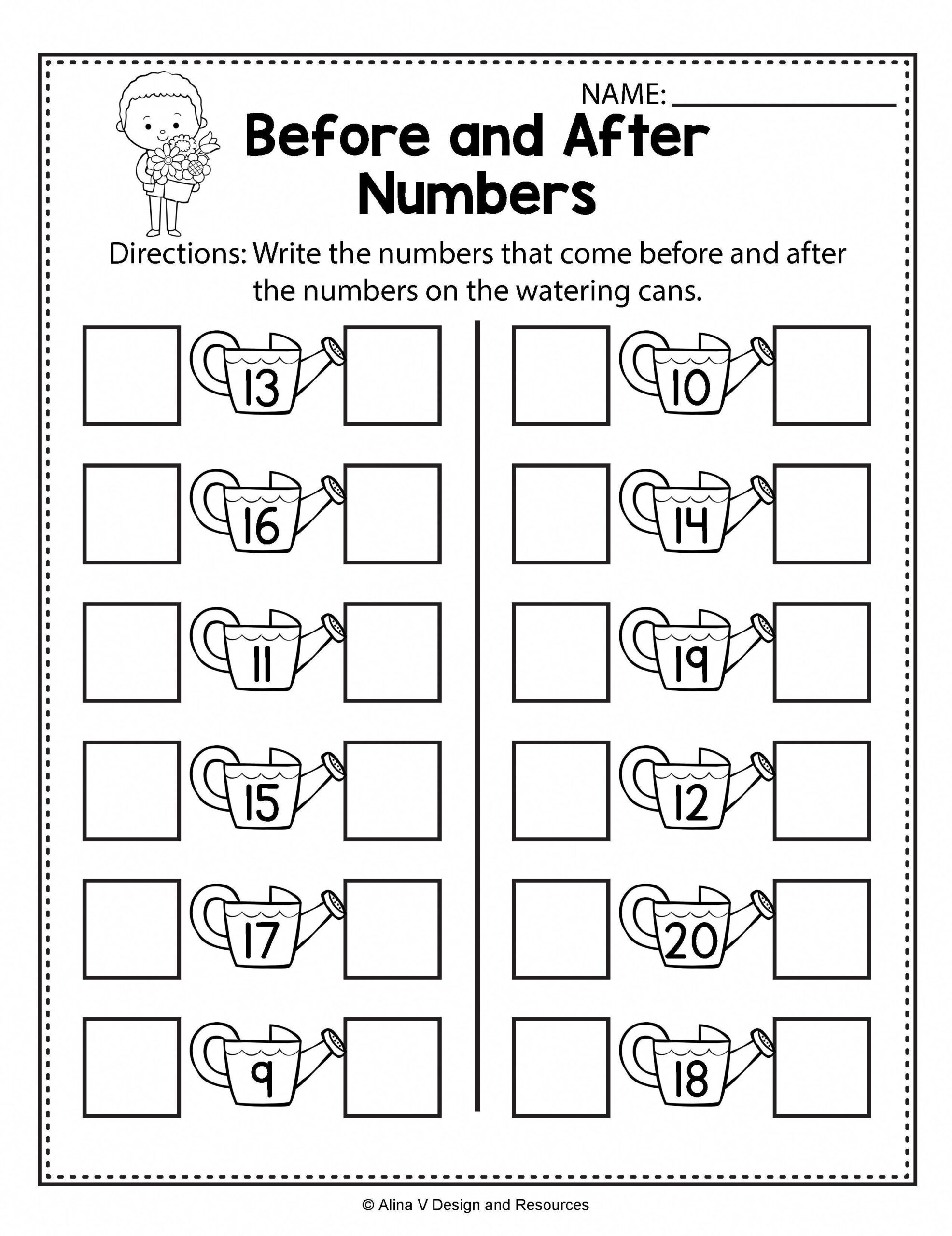 Before And After Numbers Worksheet