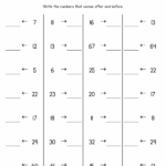 Before And After Numbers Worksheets