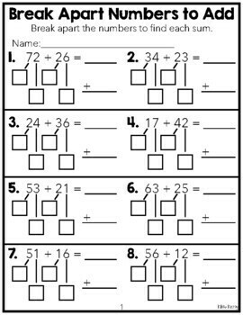 Break Apart Numbers To Add Grade 2 Worksheets