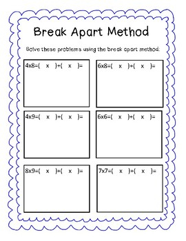 Breaking Apart To Multiply Worksheets Breaking Apart To Multiply 