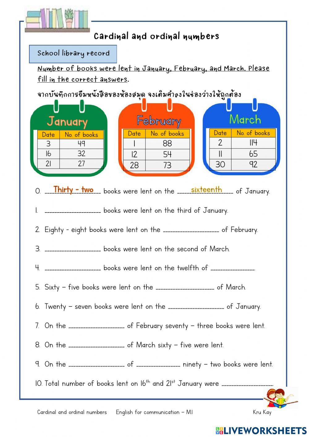 Cardinal And Ordinal Numbers Online Worksheet For Grade4 Form2 Artofit