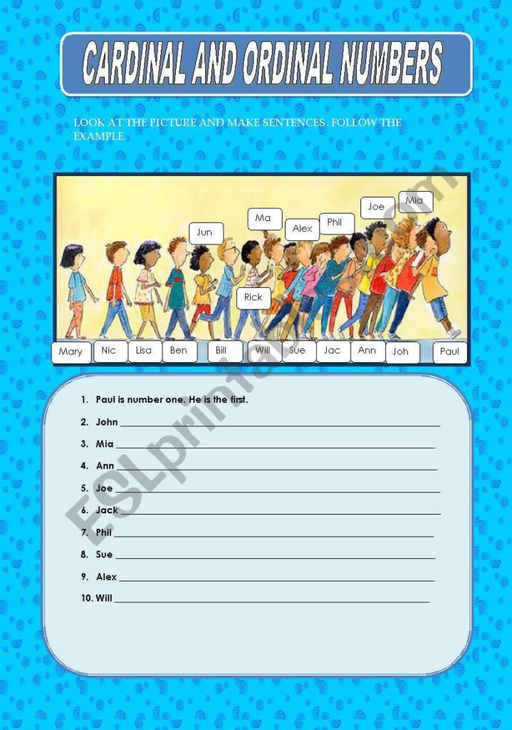 CARDINAL ORDINAL NUMBERS ESL Worksheet By Princesss