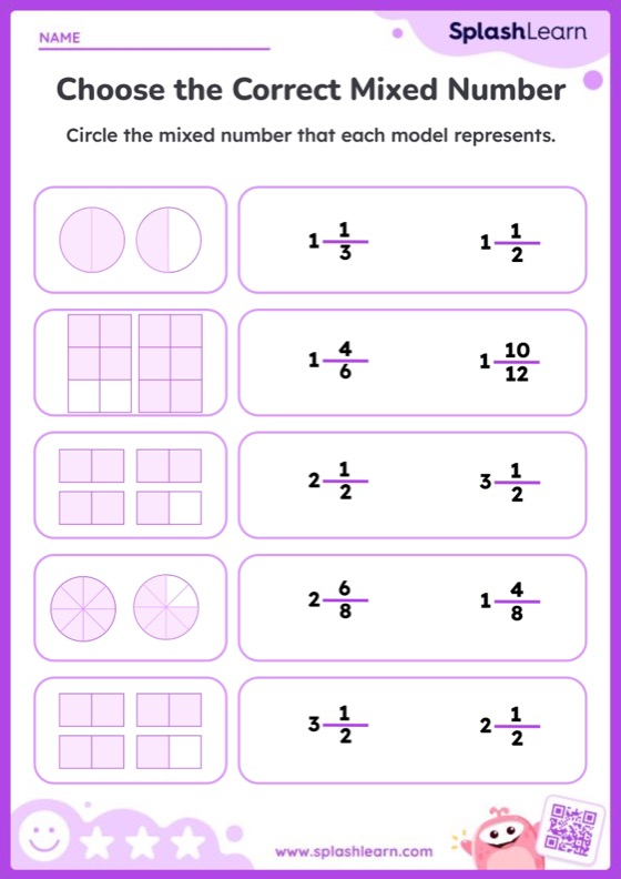 Choose The Correct Mixed Number Worksheet