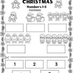 Christmas Santa Theme Number1 5 Trace Write Draw Line Color Cut Paste
