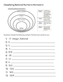 Classifying Rational Numbers Practice Homework By This Bisch LOVES Math